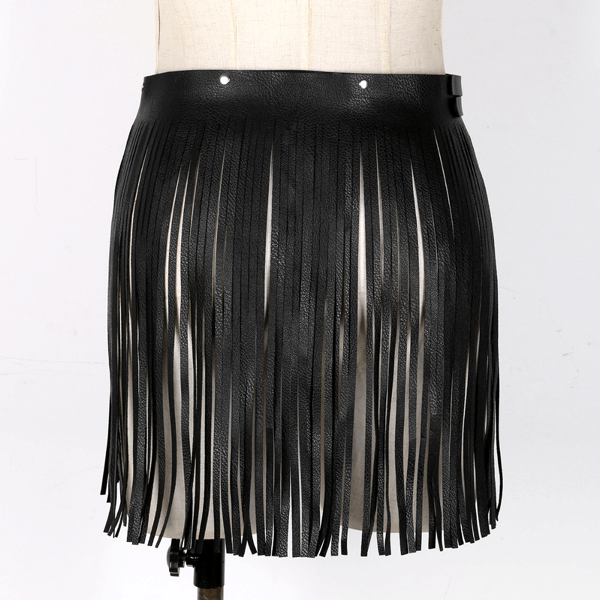 Drag Faux Leather Fringe Skirt ( 2 Colors ) - Drag Universe